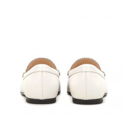 White textured leather Tod's mocassins with tassels