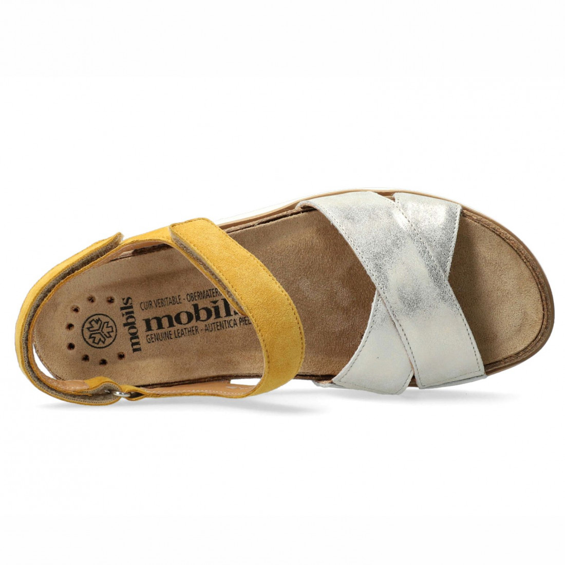 Women's Mephisto Mobils Tamia yellow and silver sandals