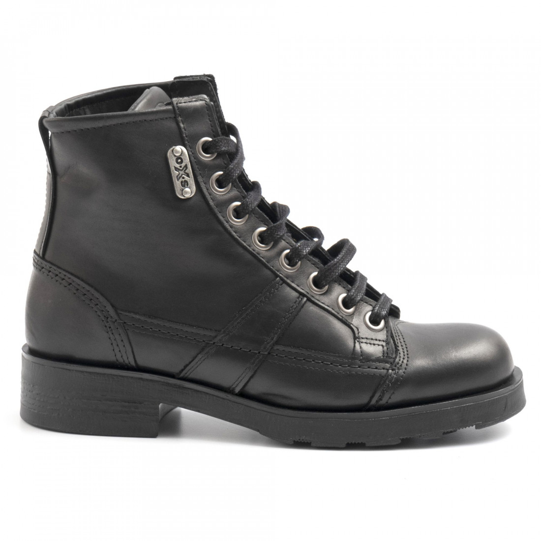 Black women's Lace-up booties with military sole