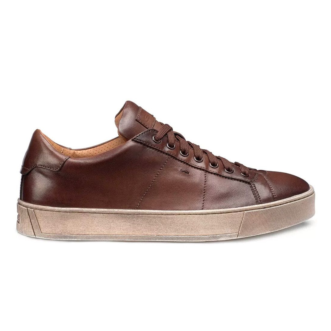 Brown Santoni Gloria men's sneaker in soft leather
