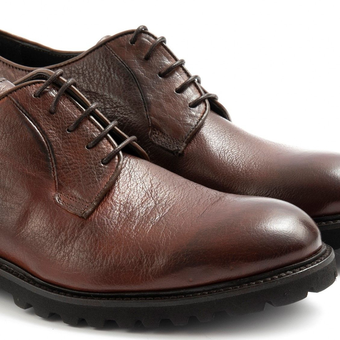 Chaussure à lacets pour hommes Sangiorgio en cuir marron souple