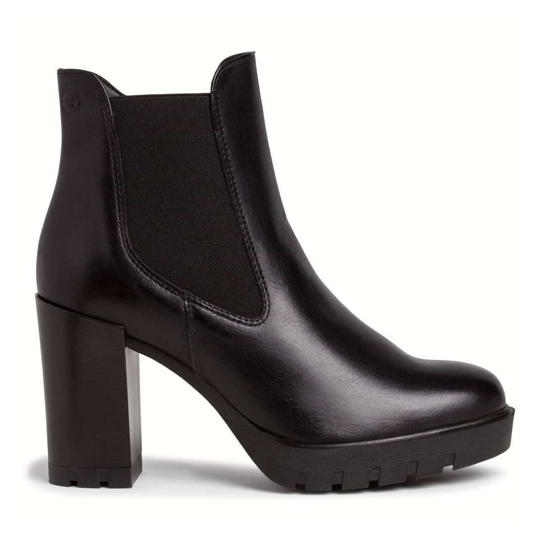 Black leather Tamaris heeled