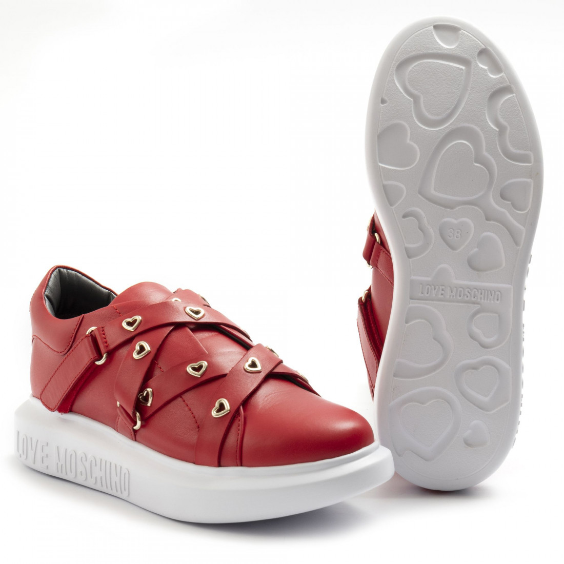love moschino red sneakers