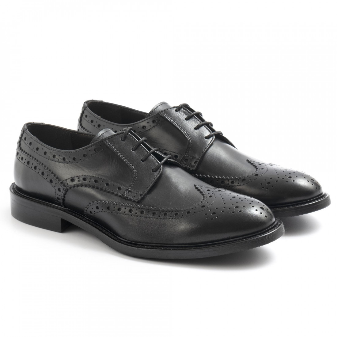 Men's Sangiorgio derby brogue shoes in black leather