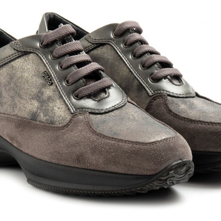 Grey and silver leather Igi\u0026Co sneakers with gore-tex