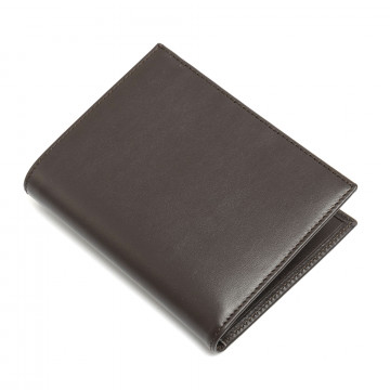 Dnero Book Wallet aus weichem dunkelbraunem Leder