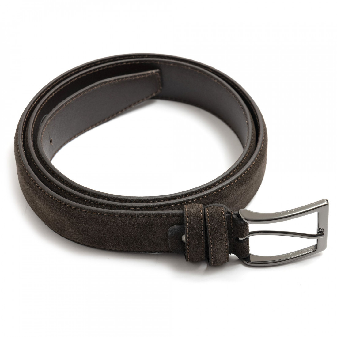 Dark brown suede Sangiorgio adjustable belt