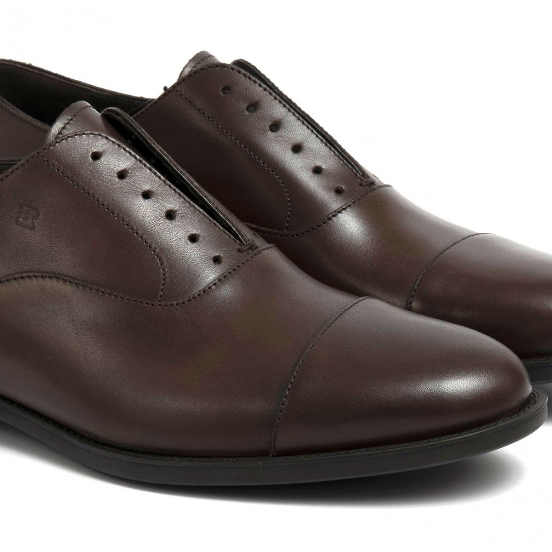 Zapato con cordones de piel marrón oscuro Fratelli Rossetti