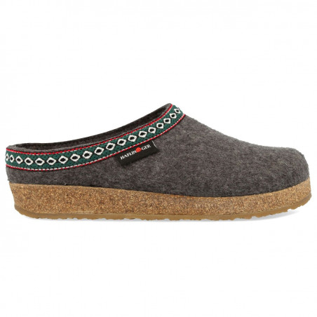 crisis inval zakdoek Haflinger Grizzly Franzl slippers in grey pure wool