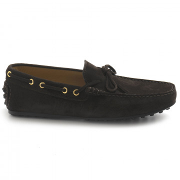 Rossano Bisconti city gommino moccasin in dark brown suede