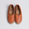 OA Non-Fashion-Espadrilles aus orangefarbenem Leder mit Schnürsenkel