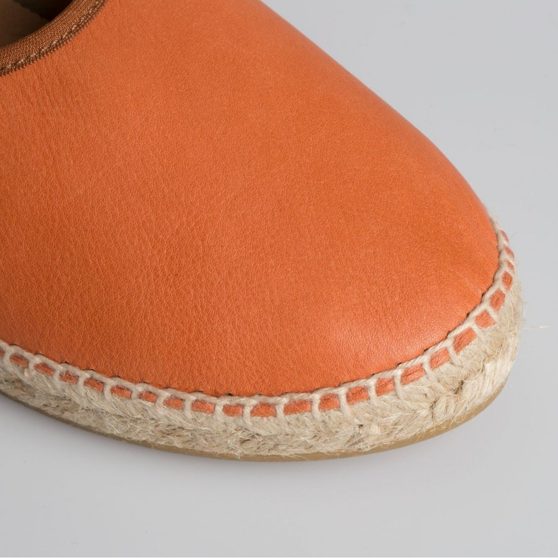 OA Non-Fashion-Espadrilles aus orangefarbenem Leder mit Schnürsenkel