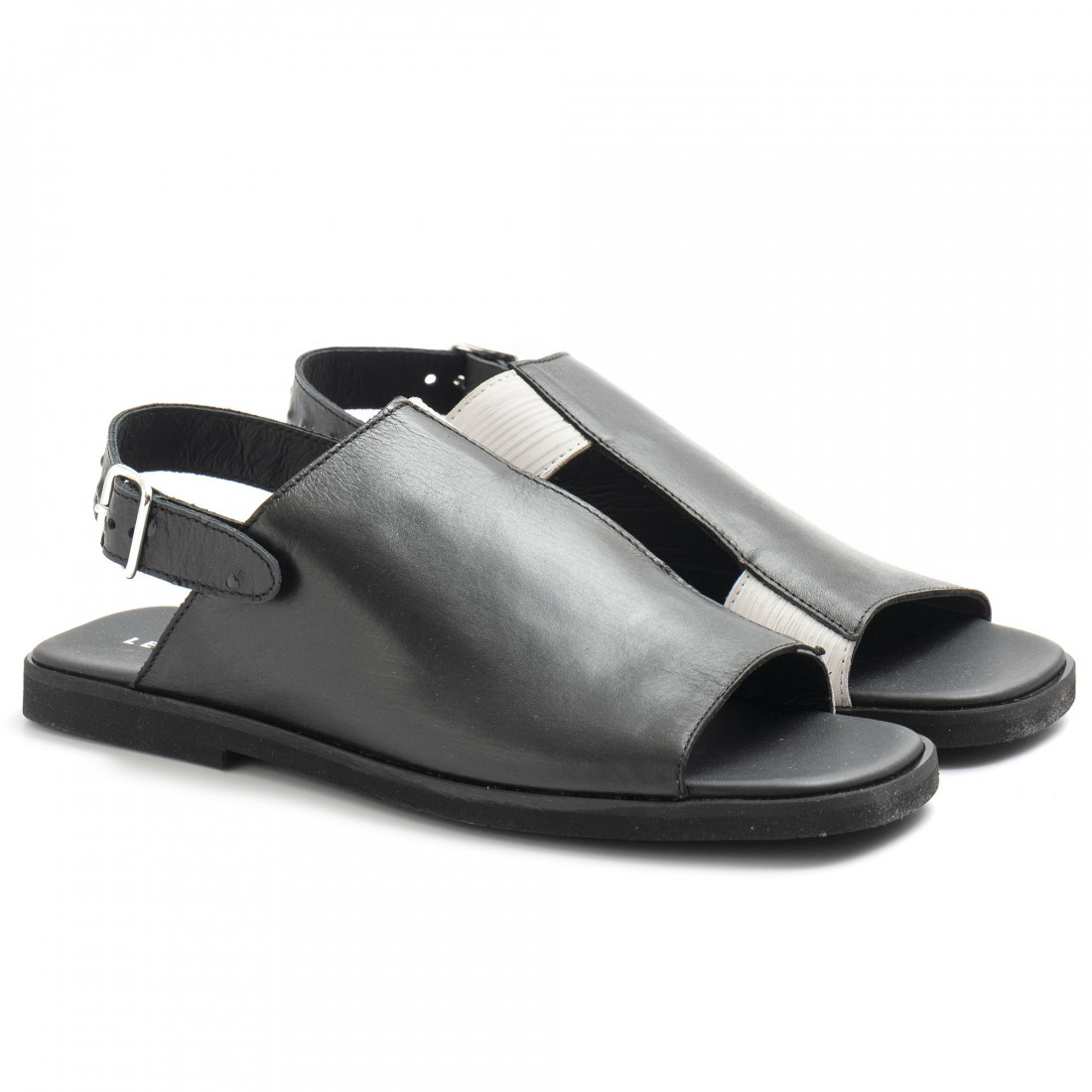 Le Bohemien women's sandal in black and white leather