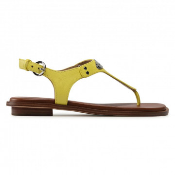 Michael Kors Plate sandale en cuir jaune avec plaque et logo