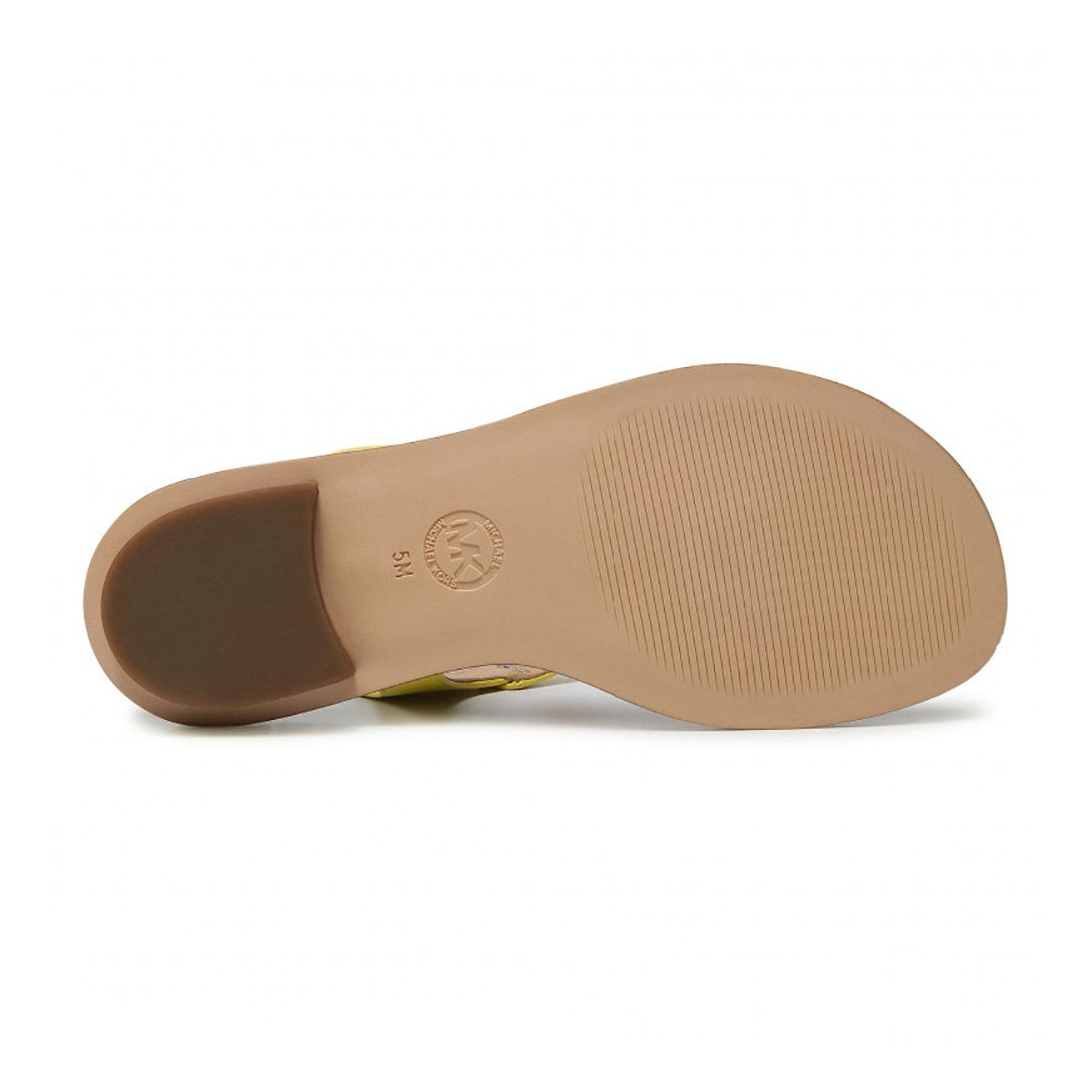 Michael Kors Plate gele leren sandaal met plaquette en logo