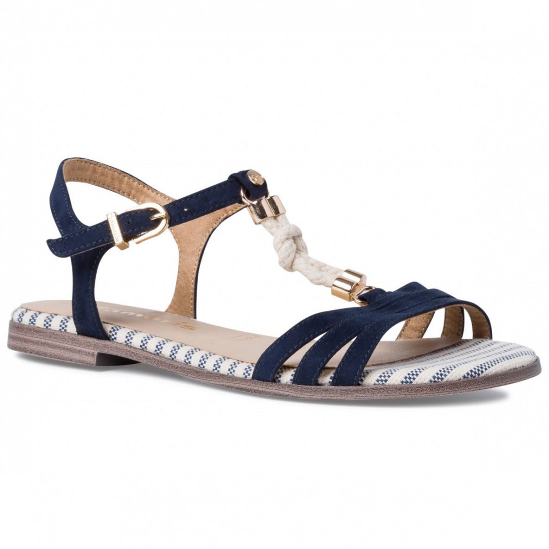 Tamaris blue sandal with rope and straps