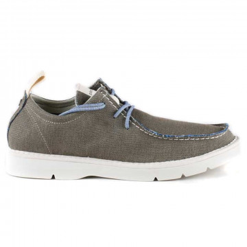 Zapato con cordones Panchic P19 de hombre en lino gris