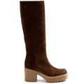 Les Tulipes brown suede heeled boot with sole