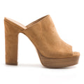 Suede slide with high heel and platform