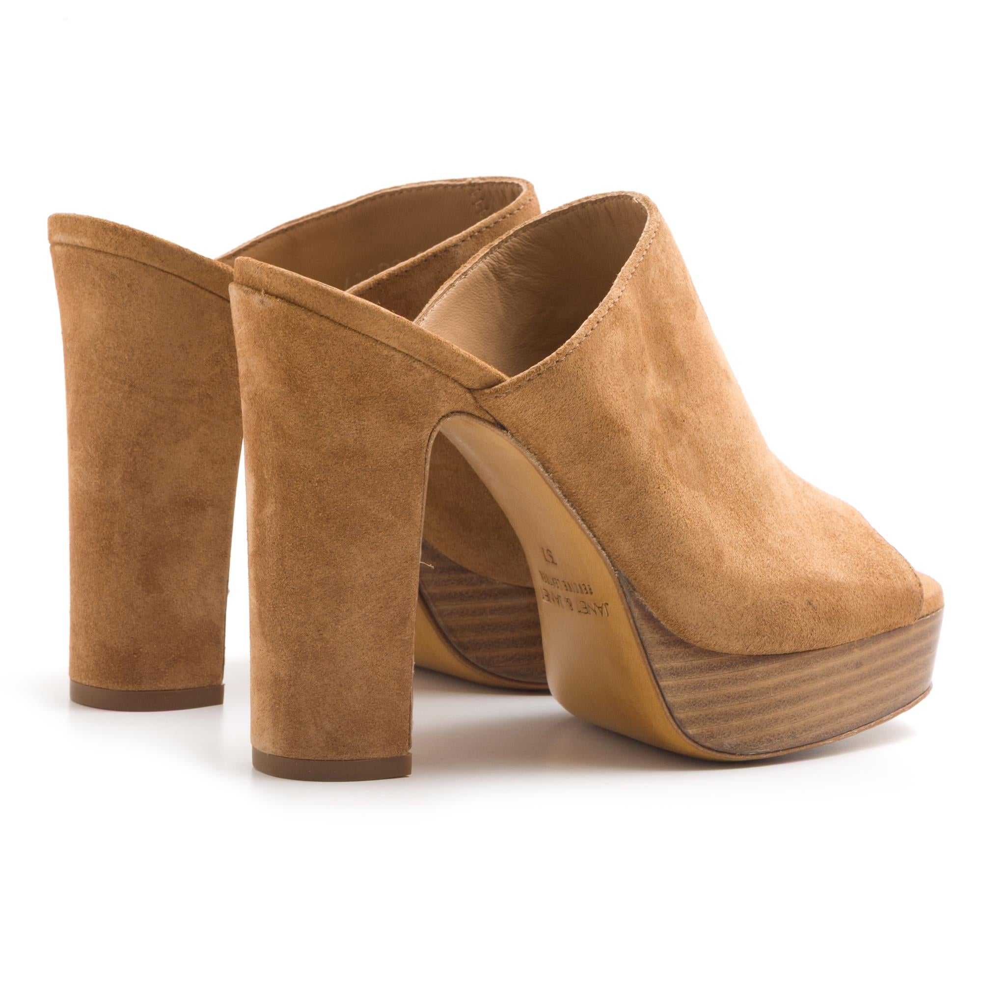 Suede slide with high heel and platform