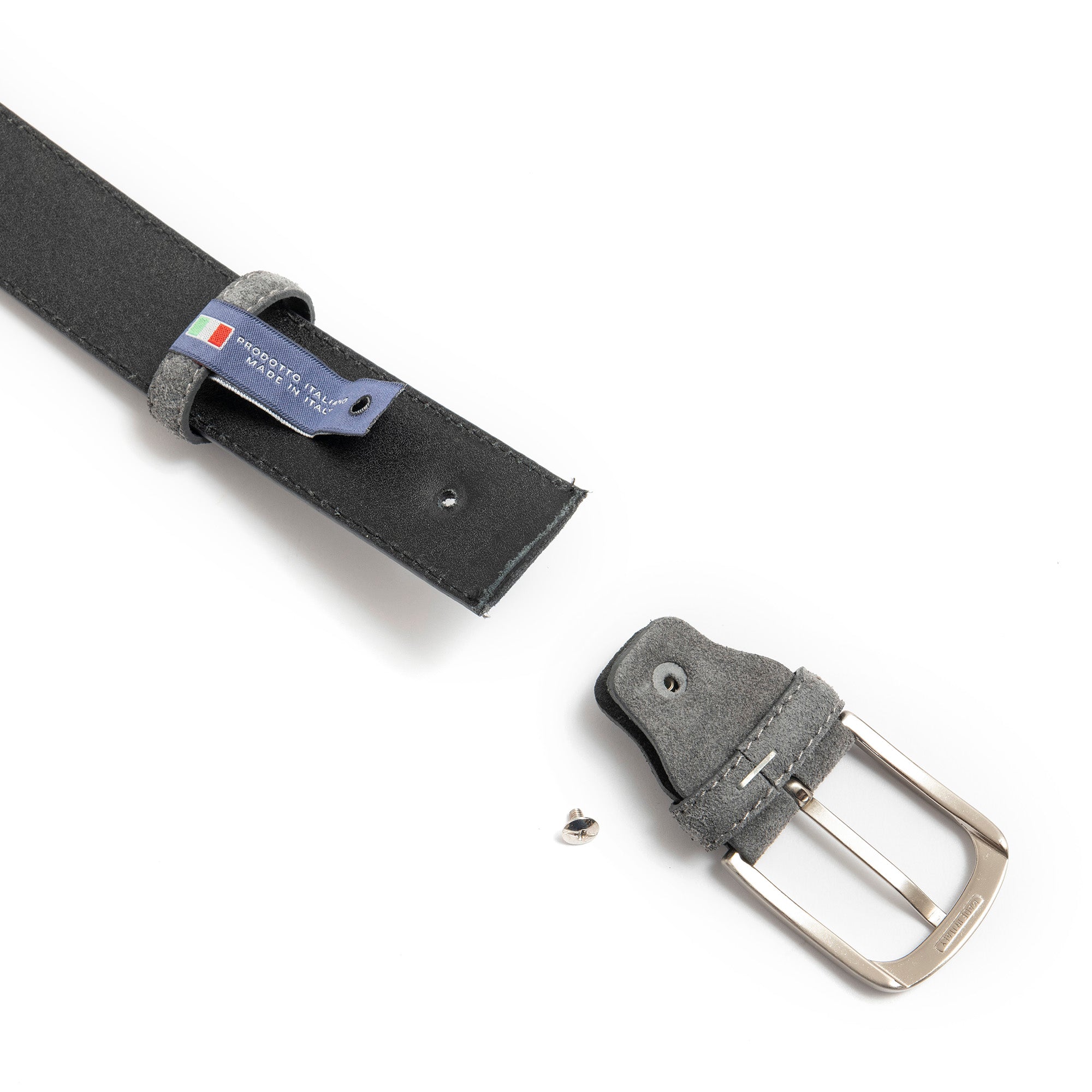 Sangiorgio adjustable belt in gray suede