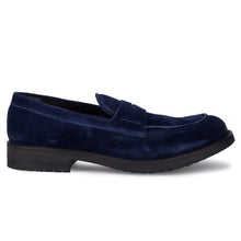 Mocassin artisanal homme Jp/David en daim bleu
