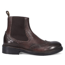 Bottine brogue JP David en cuir vieilli marron foncé