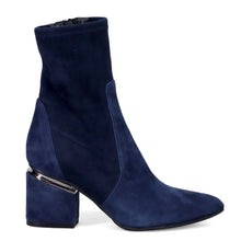 Bottines Silvia Rossini en velours extensible bleu avec talon moyen