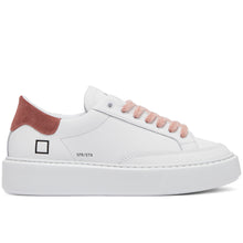 Baskets femme D.A.T.E. Sfera Stripe blanche et phard avec lacets en velours côtelé
