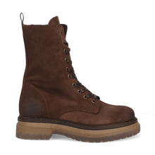 Les Tulipes women's brown coffee suede lace-up ankle boots