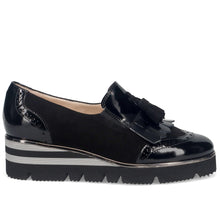 Chaussure slip on femme sangiorgio noire avec frange et pampilles