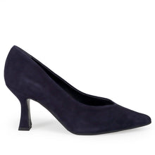 Escarpin Sangiorgio en daim bleu avec talon moyen