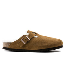 Zueco de mujer Birkenstock Boston Shearling Mink en ante y piel de cordero