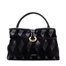 Coccinelle Lisbet New Geometric bag in black leather and suede patchwork