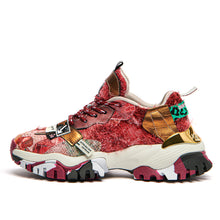 Zapatilla de mujer Joia Paris Legion marrón y roja multimaterial