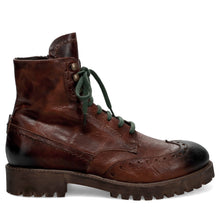 Bottine lacée homme JP David en cuir vintage marron