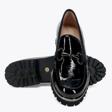 Mocassin femme Sangiorgio en vernis noir avec mors