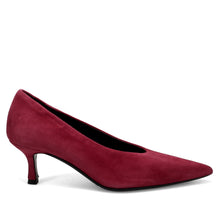 Burgundy suede Sangiorgio pumps with comfortable spool heel