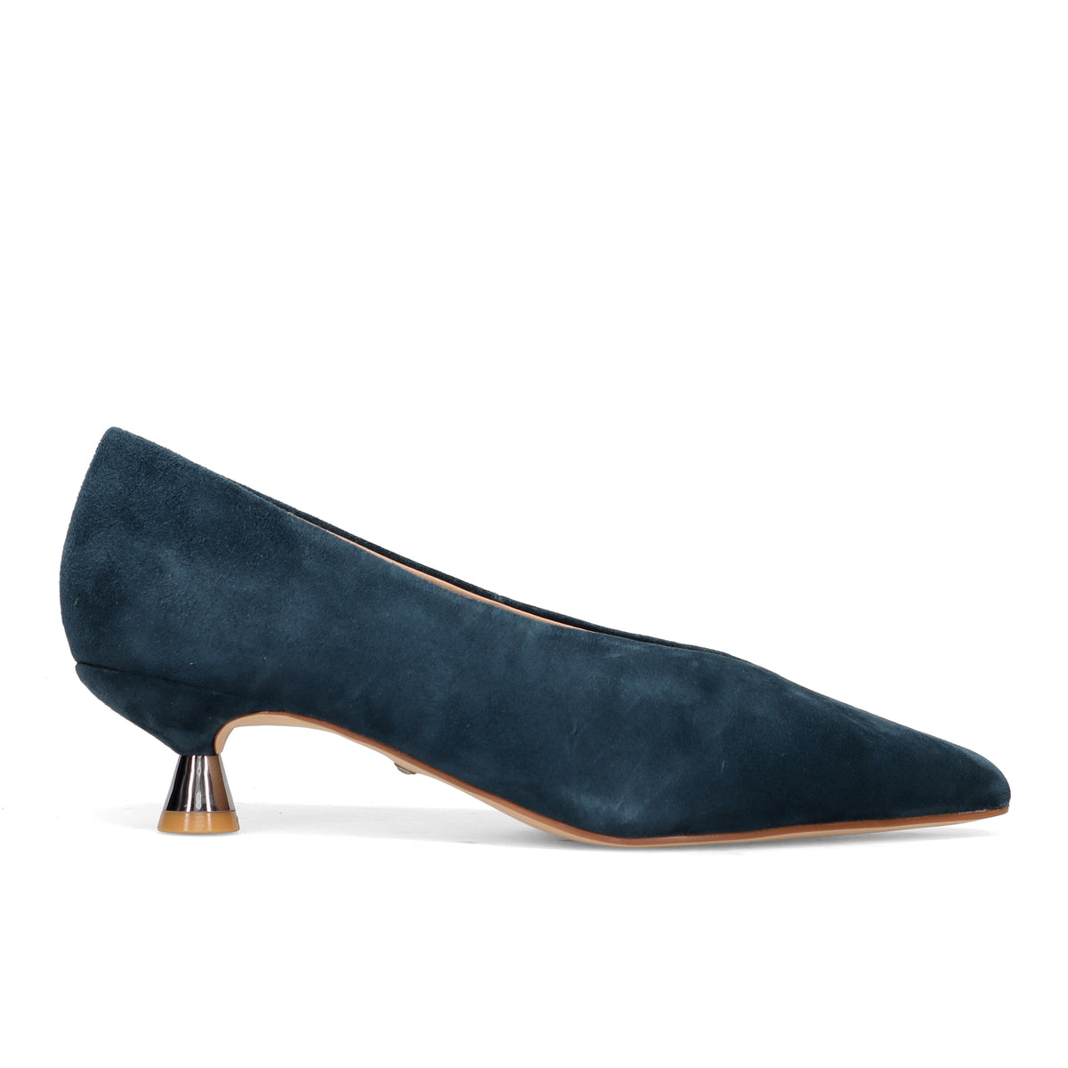 Alma en Pena: Damenschuh mit "Chupete"-Absatz aus blauem Wildleder
