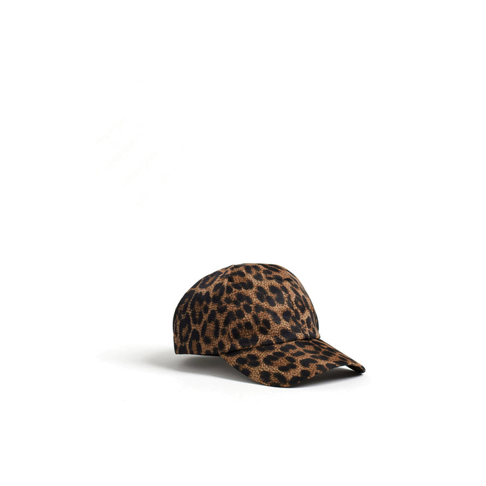 BORBONESE: Women's baseball cap in bark-colored printed fabric with Op and animalier pattern