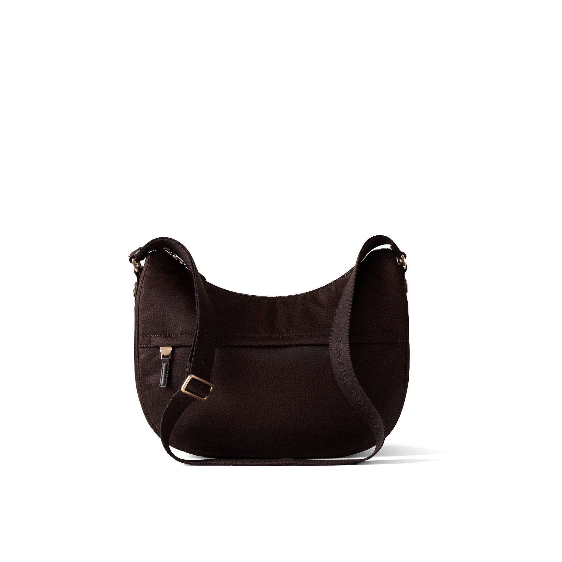 BORBONESE: Bolso bandolera mediano B-Club Luna Bag en tejido reciclado Op marrón chocolate