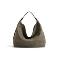 BORBONESE: Plié women's hobo bag, medium size, in nabuk-effect calfskin with Op print in clay grey and black
