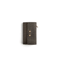 BORBONESE: Medium women's wallet with flap in tar grey Op print fabric