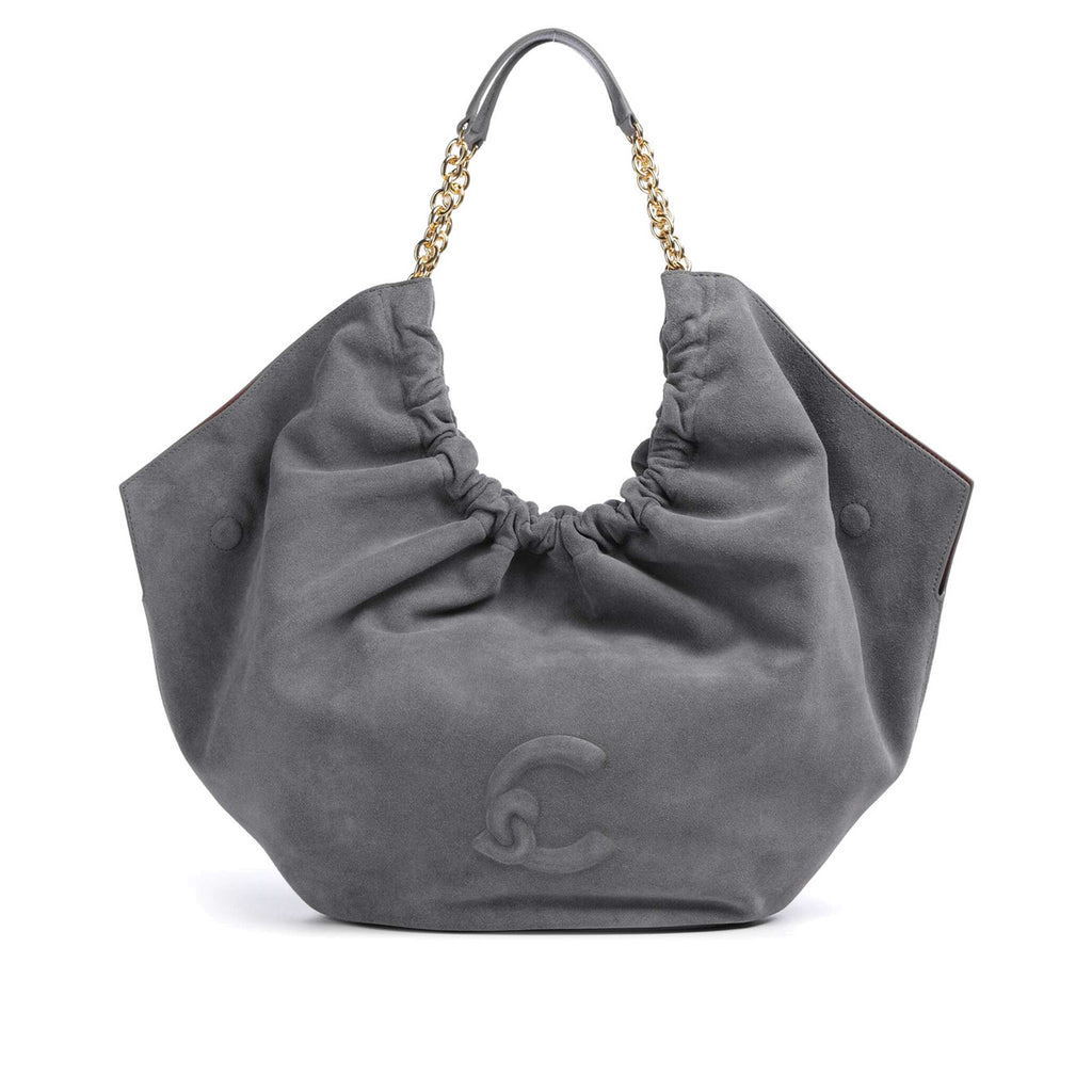 COCCINELLE: Große Hobo Tasche Smash aus Wildleder in Grau Stove