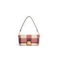 COCCINELLE: Bolso mediano C-Me Lock en ante rosa y frambuesa con acabado patchwork vichy