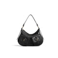 COCCINELLE: Mittelgroße Damen-Schultertasche Mavery Pocket aus schwarzem gehämmertem Leder