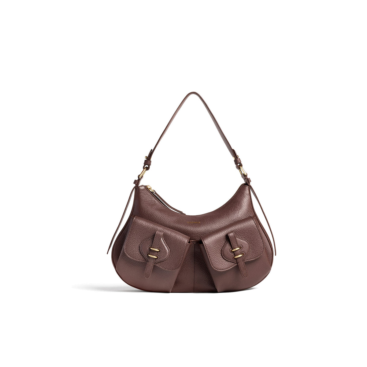 COCCINELLE: Women's medium shoulder bag Mavery Pocket in burgundy hammered leather