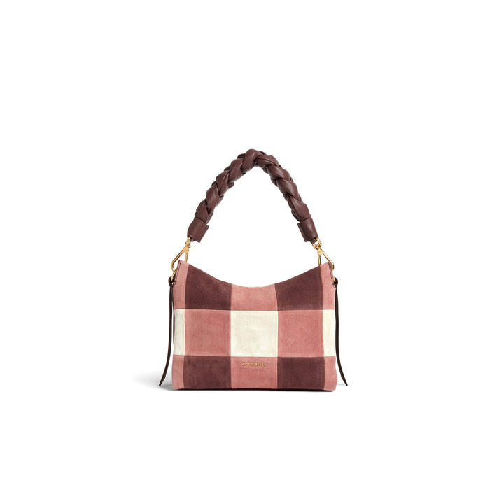 COCCINELLE: Coccinelle Boheme women's small handbag in multicolor gingham patchwork suede