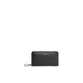 COCCINELLE: Zip-around-Geldbörse Leather Lace aus schwarzem gewalktem Leder