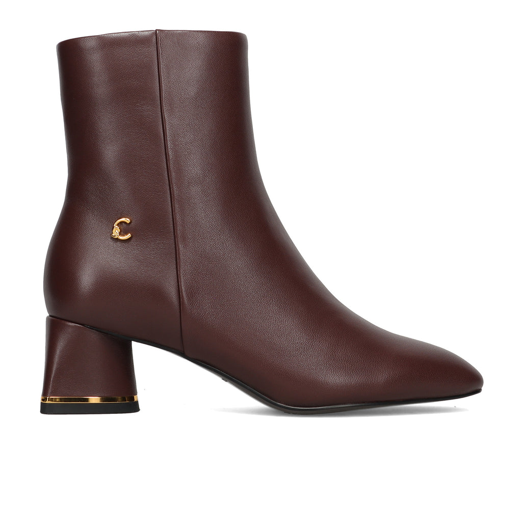 COCCINELLE: Dames-enkellaars C-Everyday in bordeaux leer met comfortabele hak